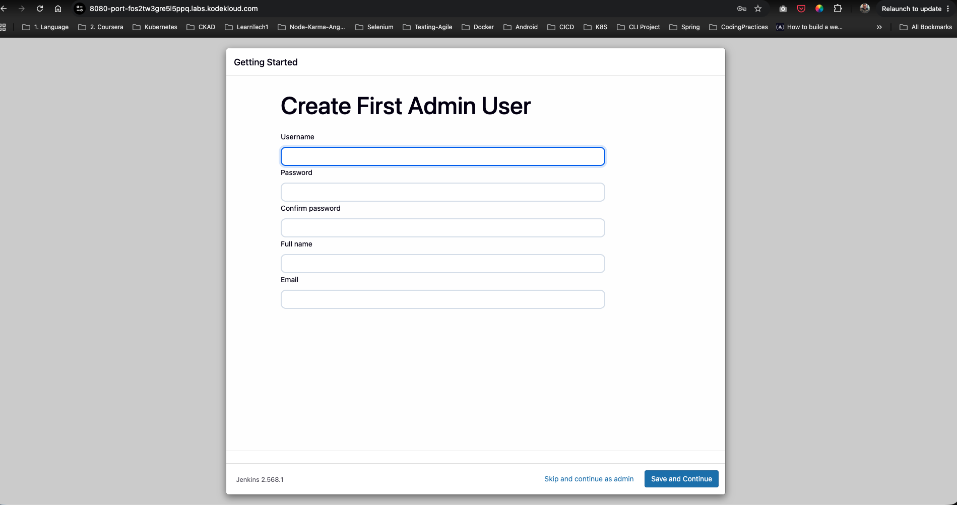 Create First Admin User