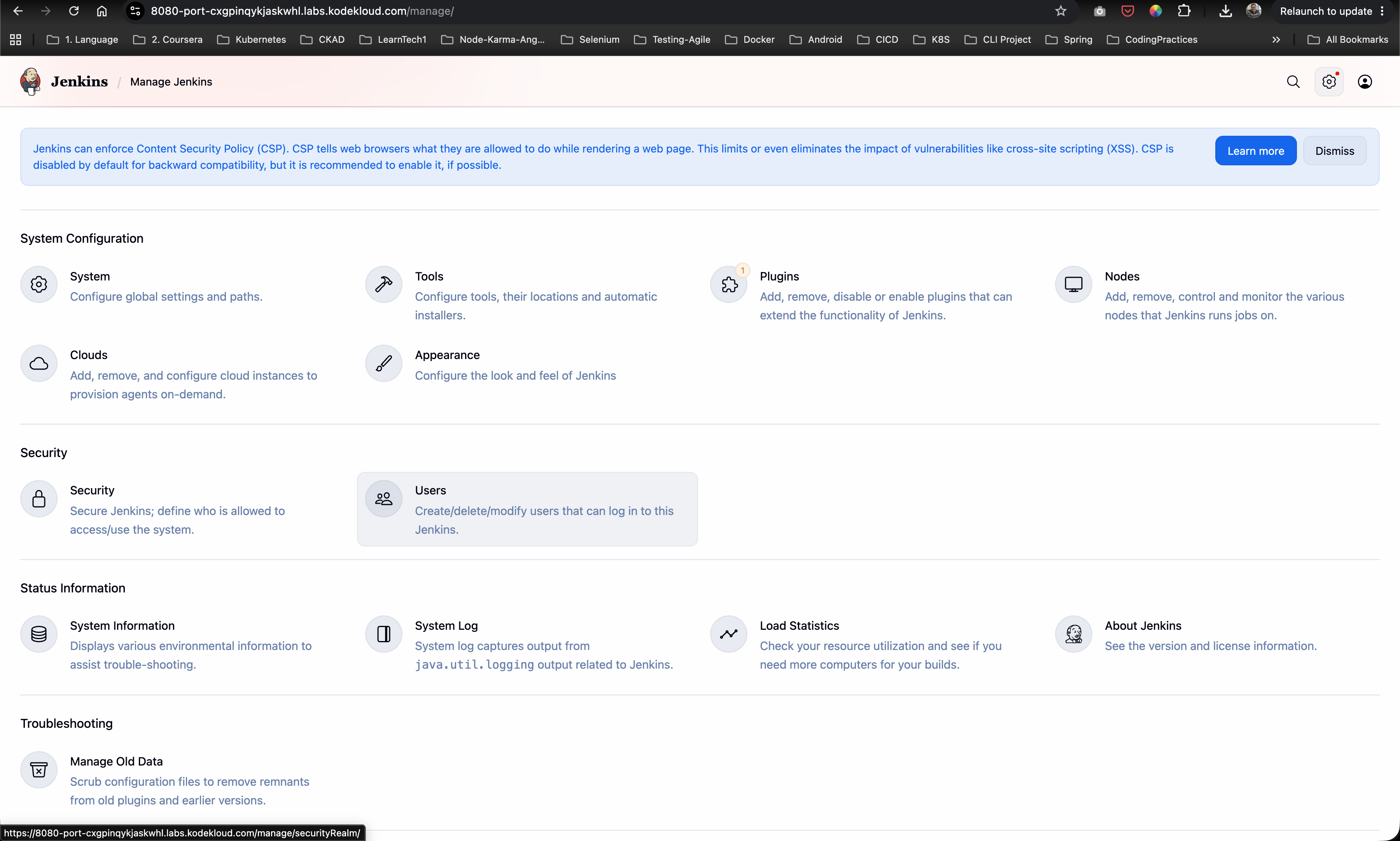 Manage Jenkins - Users
