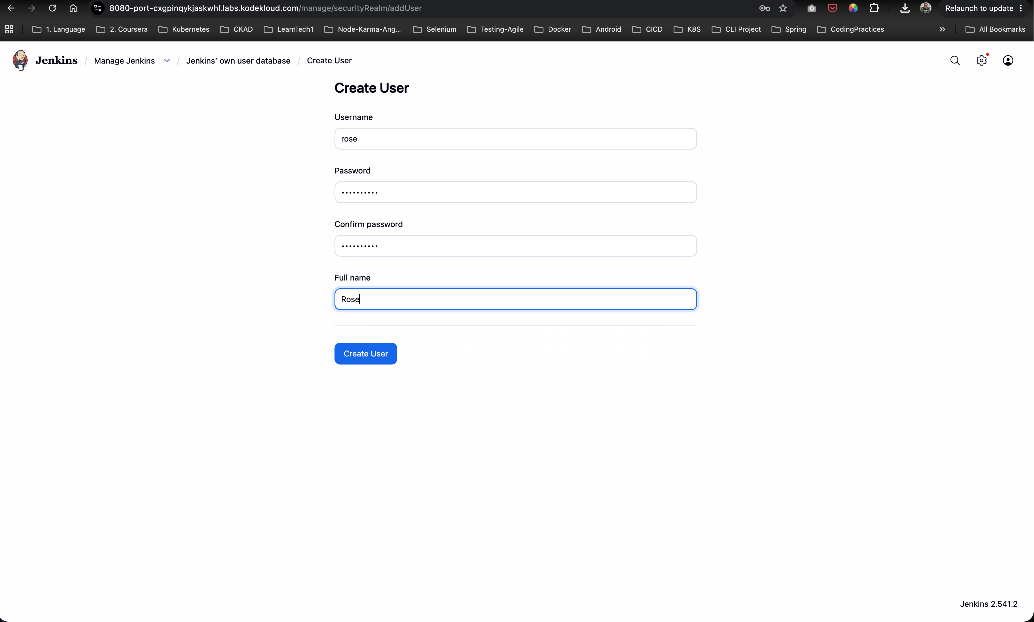 Create User Form