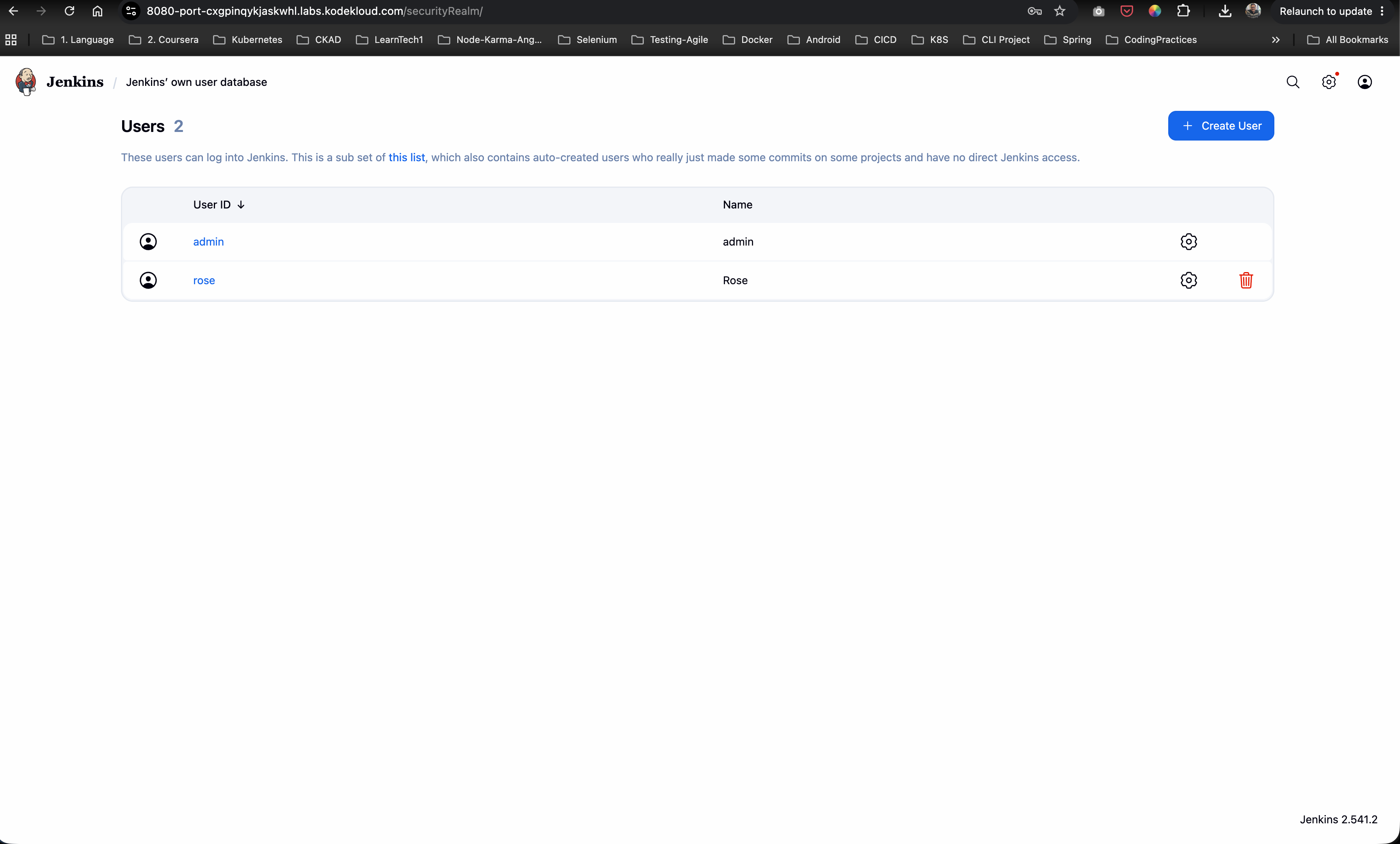 Users Registry List