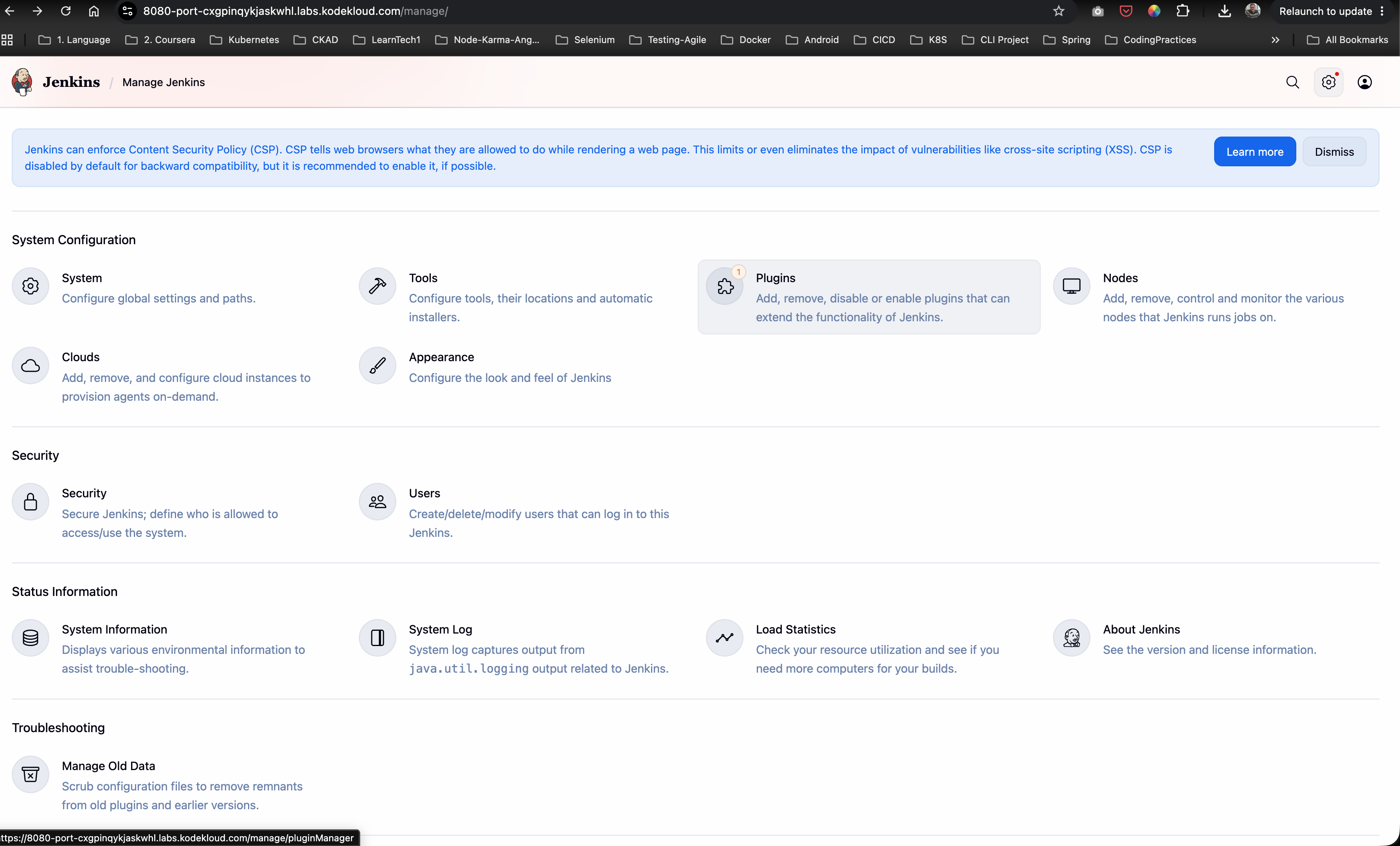 Manage Jenkins - Plugins