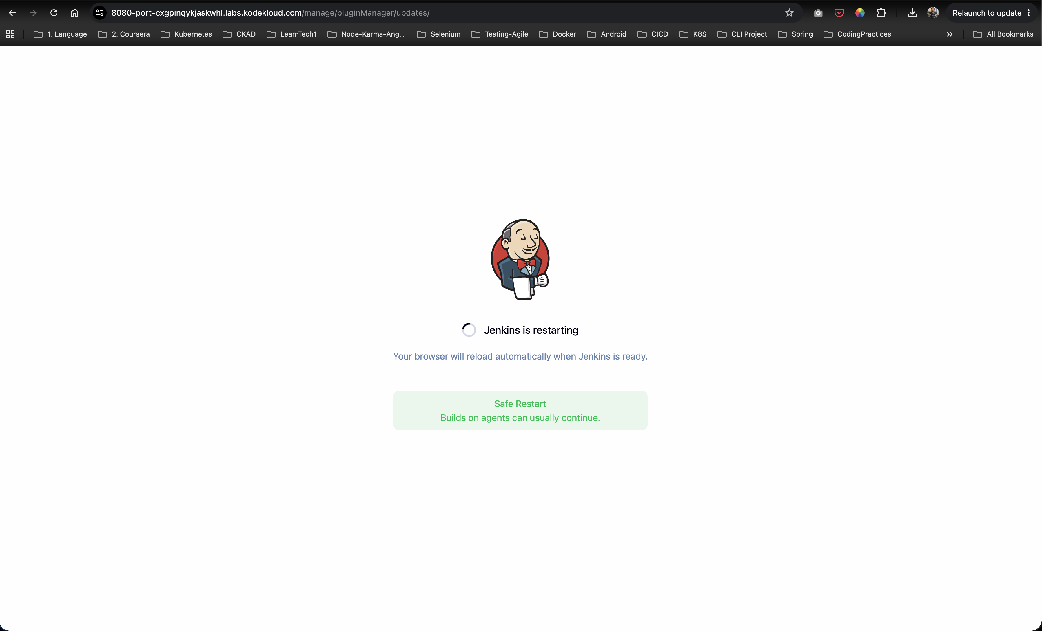 Jenkins Restart Page