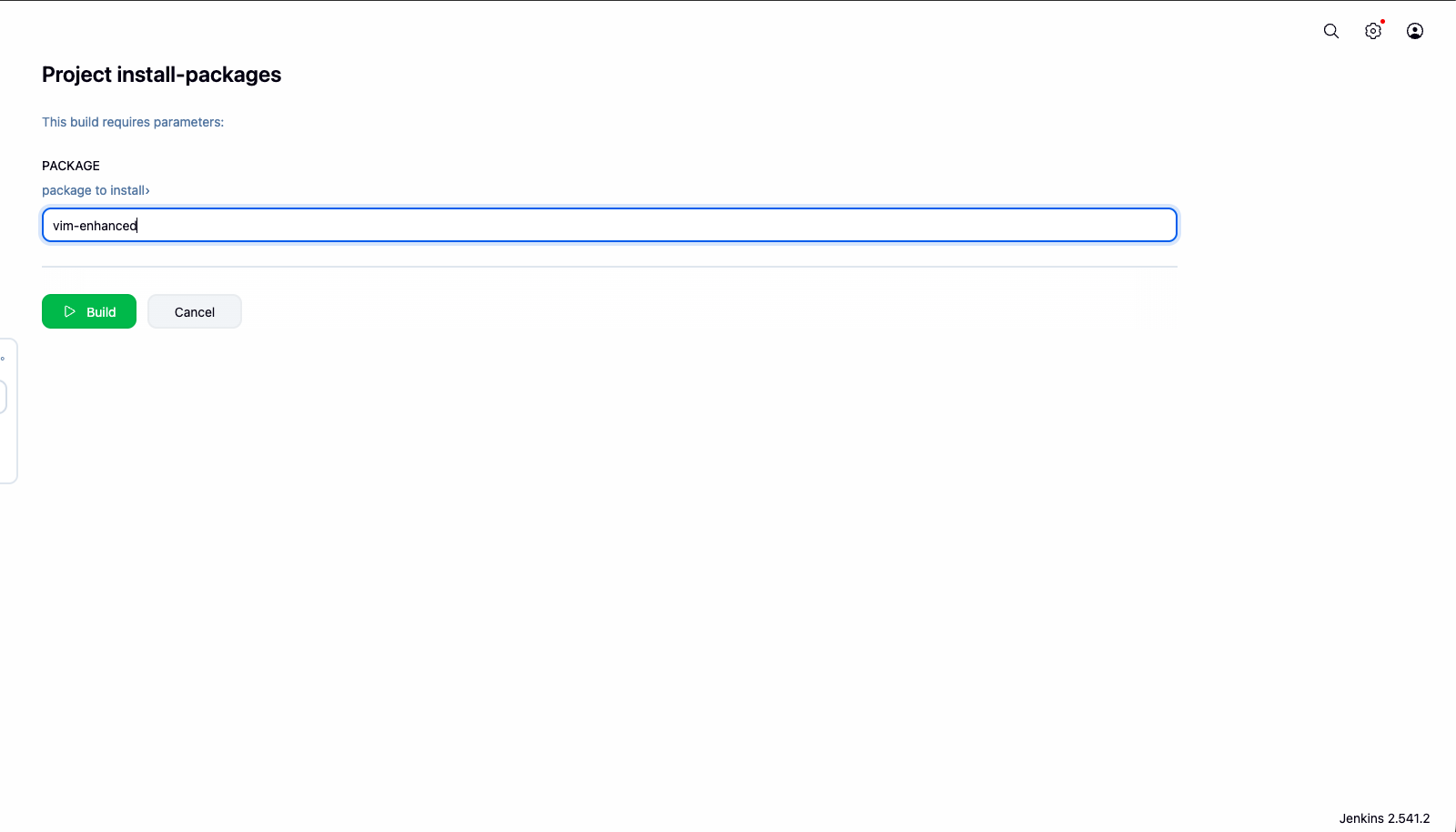 Build with Parameters Form