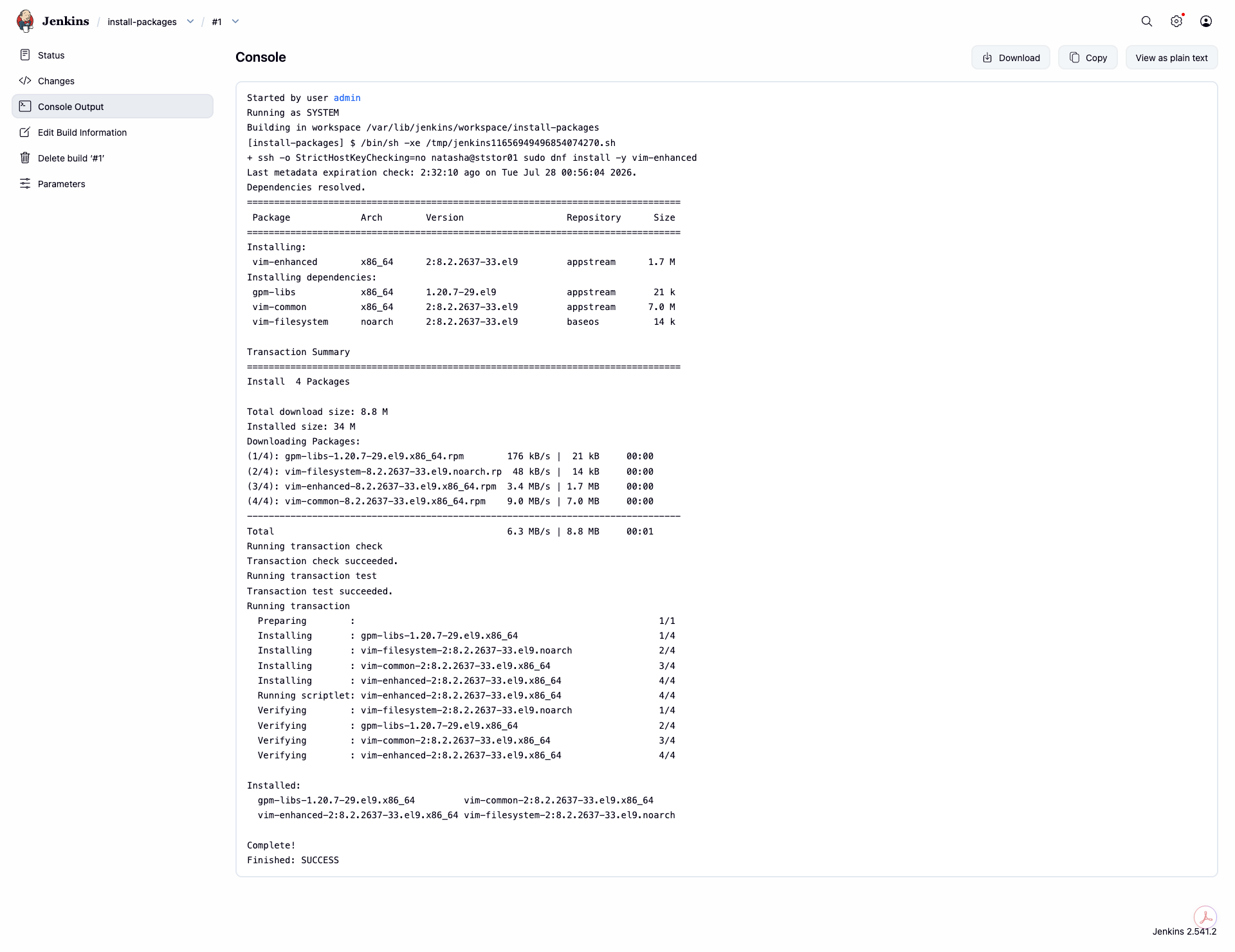 Console Output Verification