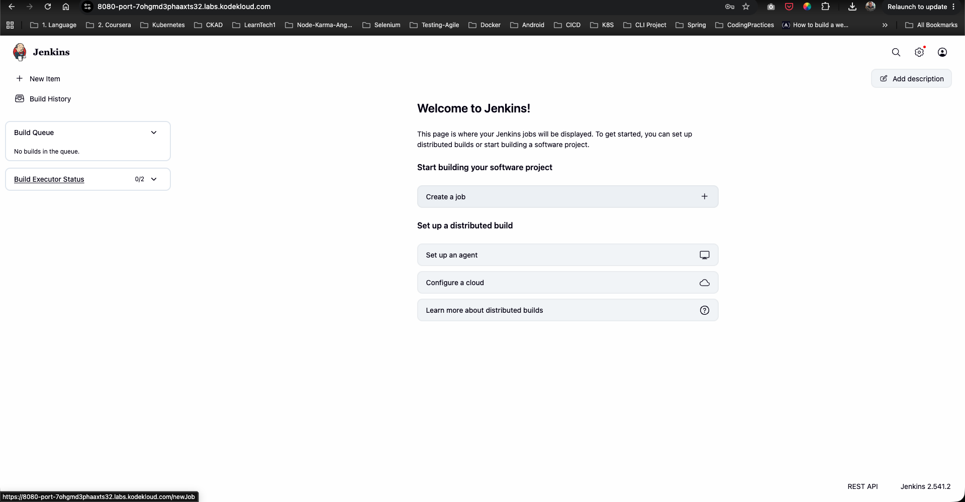 Jenkins Welcome Dashboard