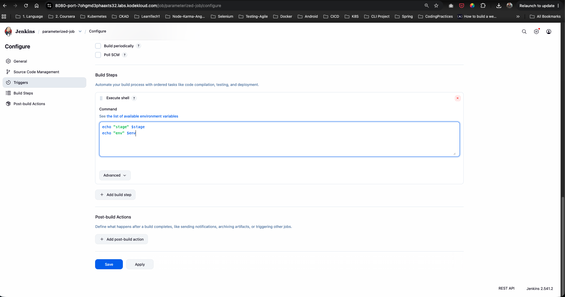 Configure Shell Command