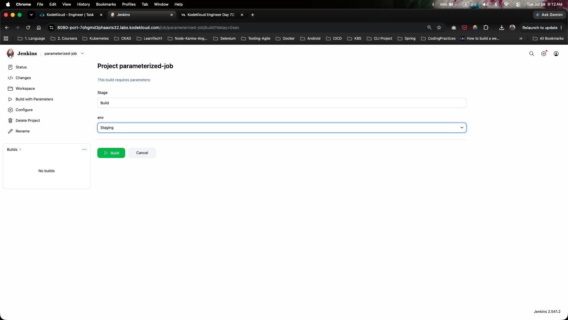 Build with Parameters Form