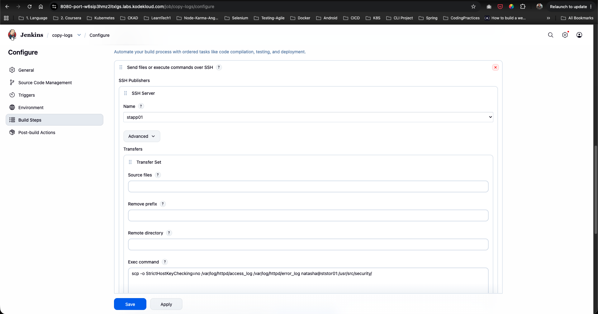 Configure Exec Command Build Step