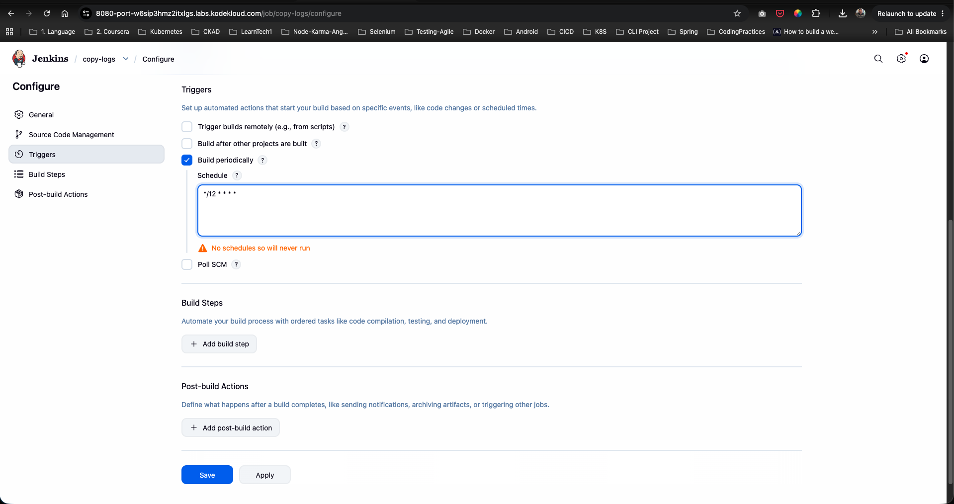 Configure Build Periodically Schedule