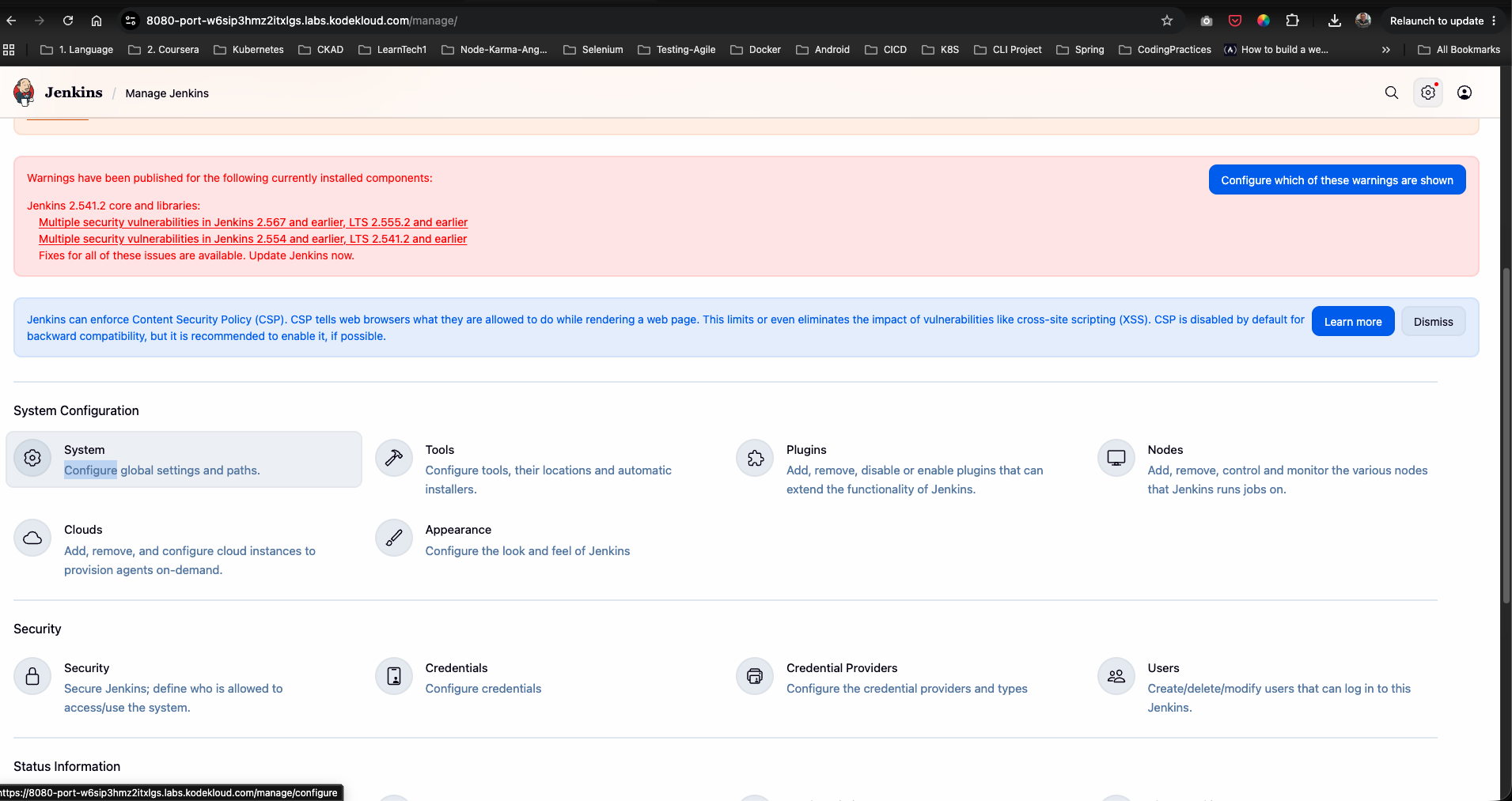Manage Jenkins System Configuration