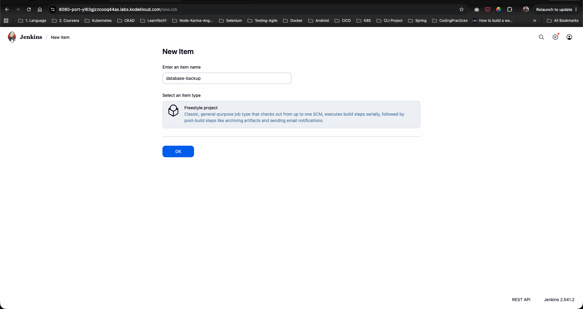 Create database-backup Job