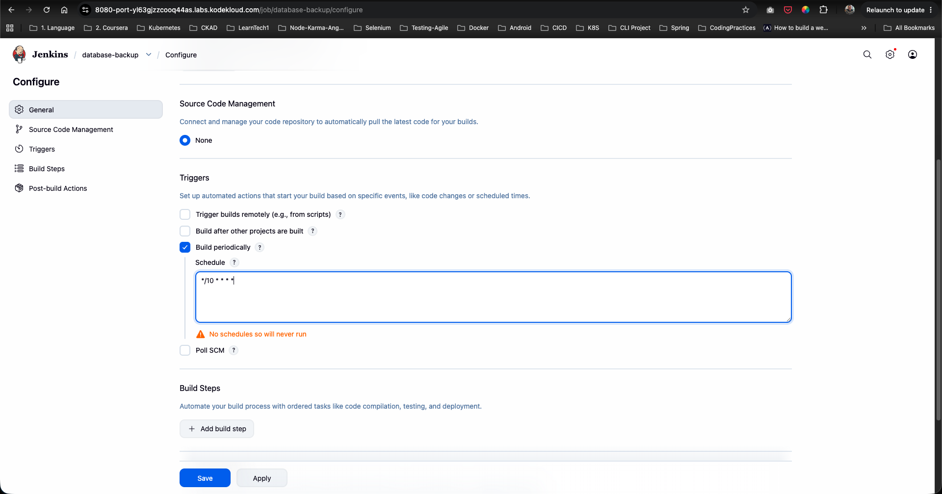 Configure Build Periodically Schedule