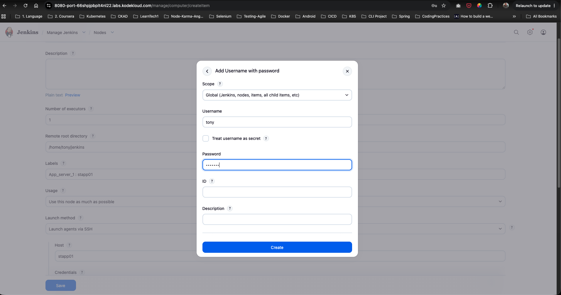 Add Credentials Modal for tony