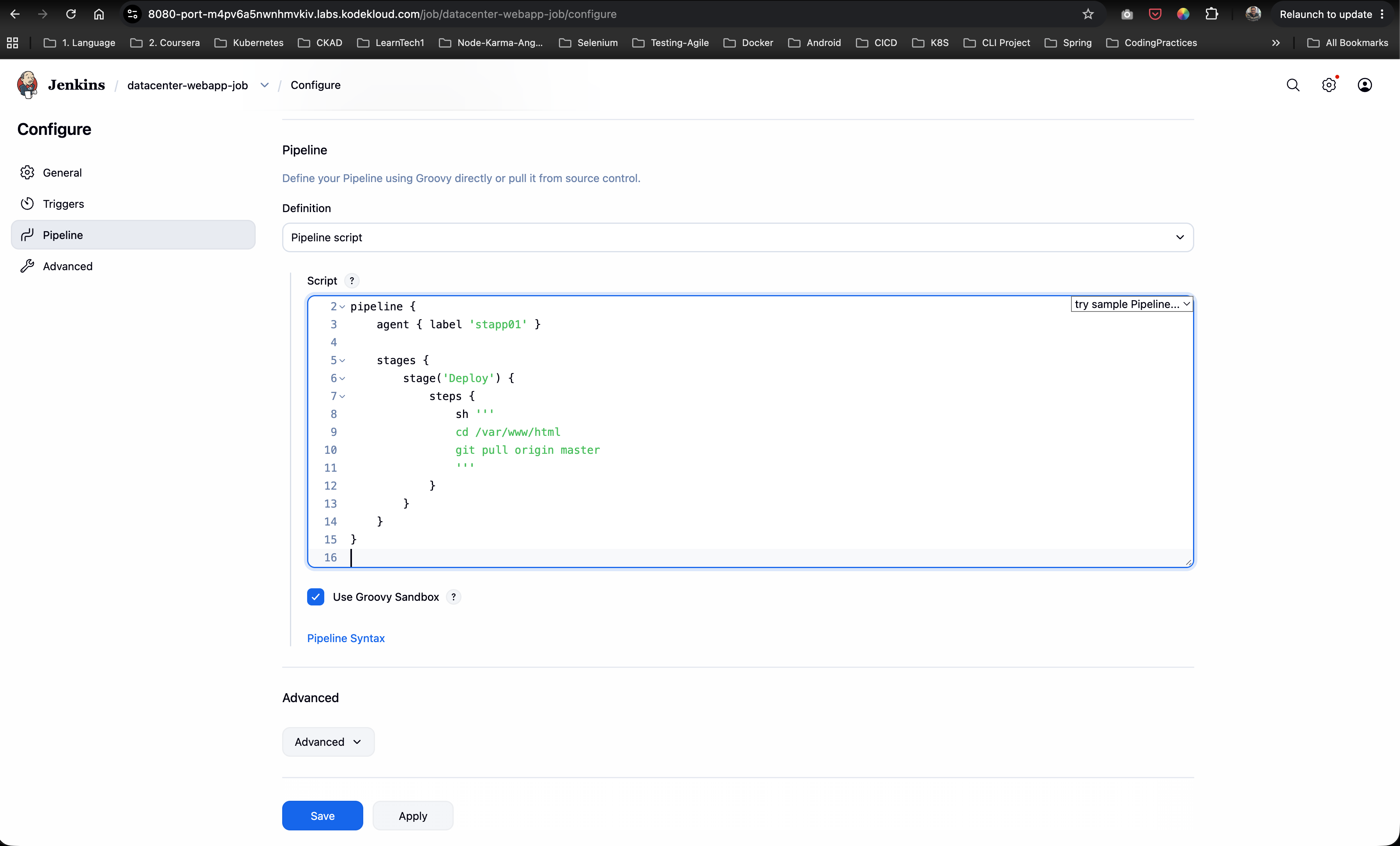 Configure Pipeline Script