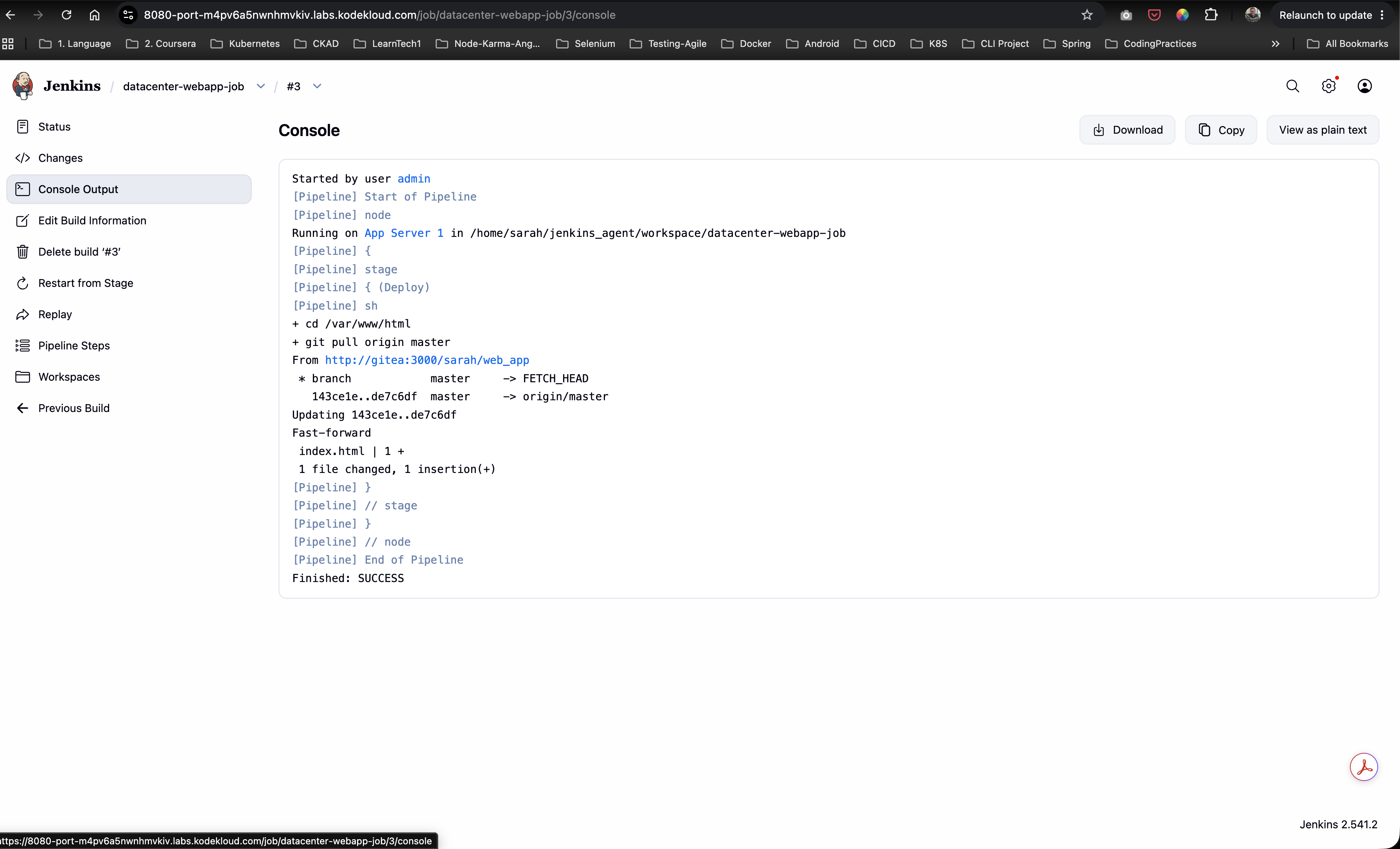 Pipeline Execution Console Output