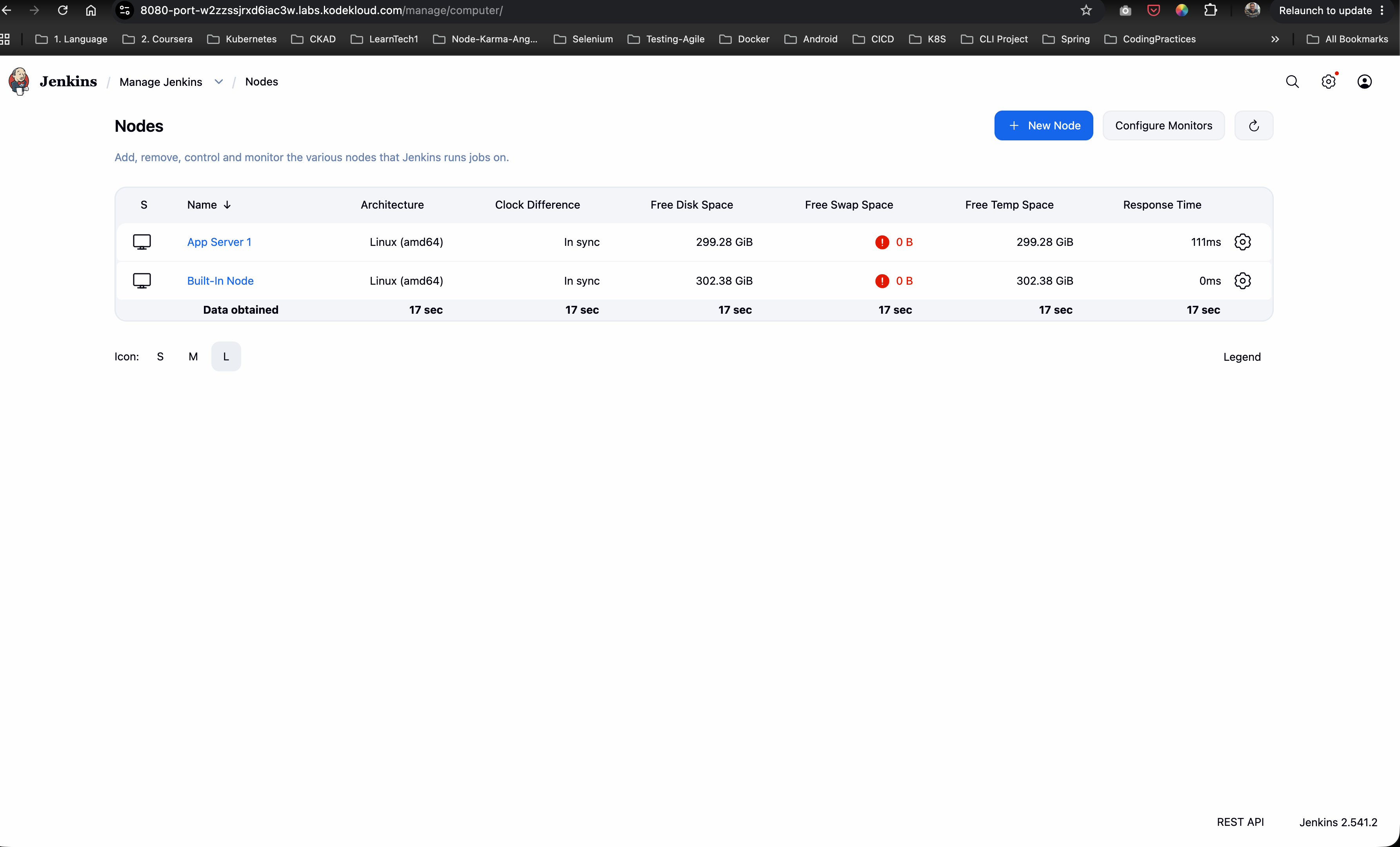Jenkins Agent Nodes Status