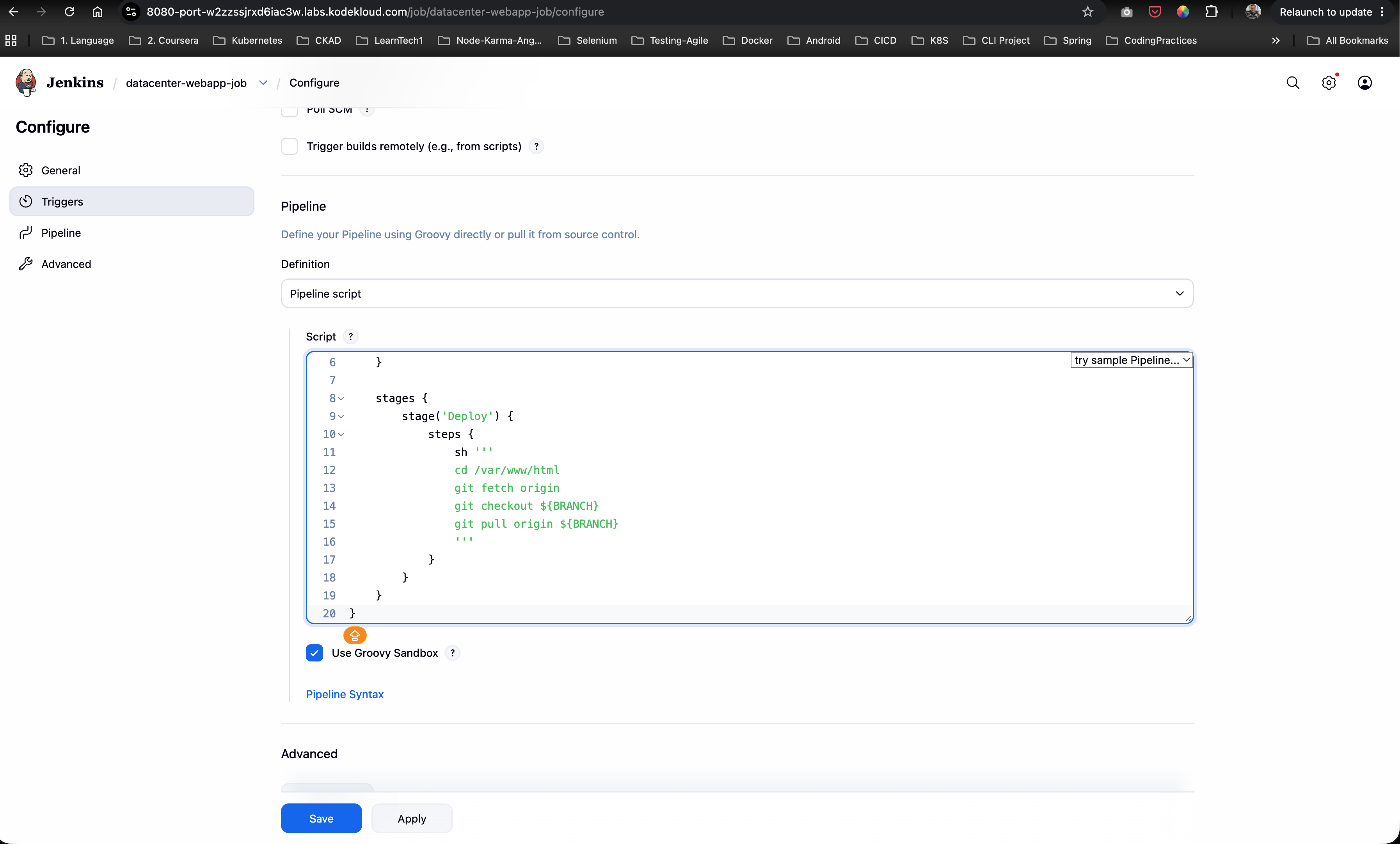 Configure Pipeline Script with Parameters