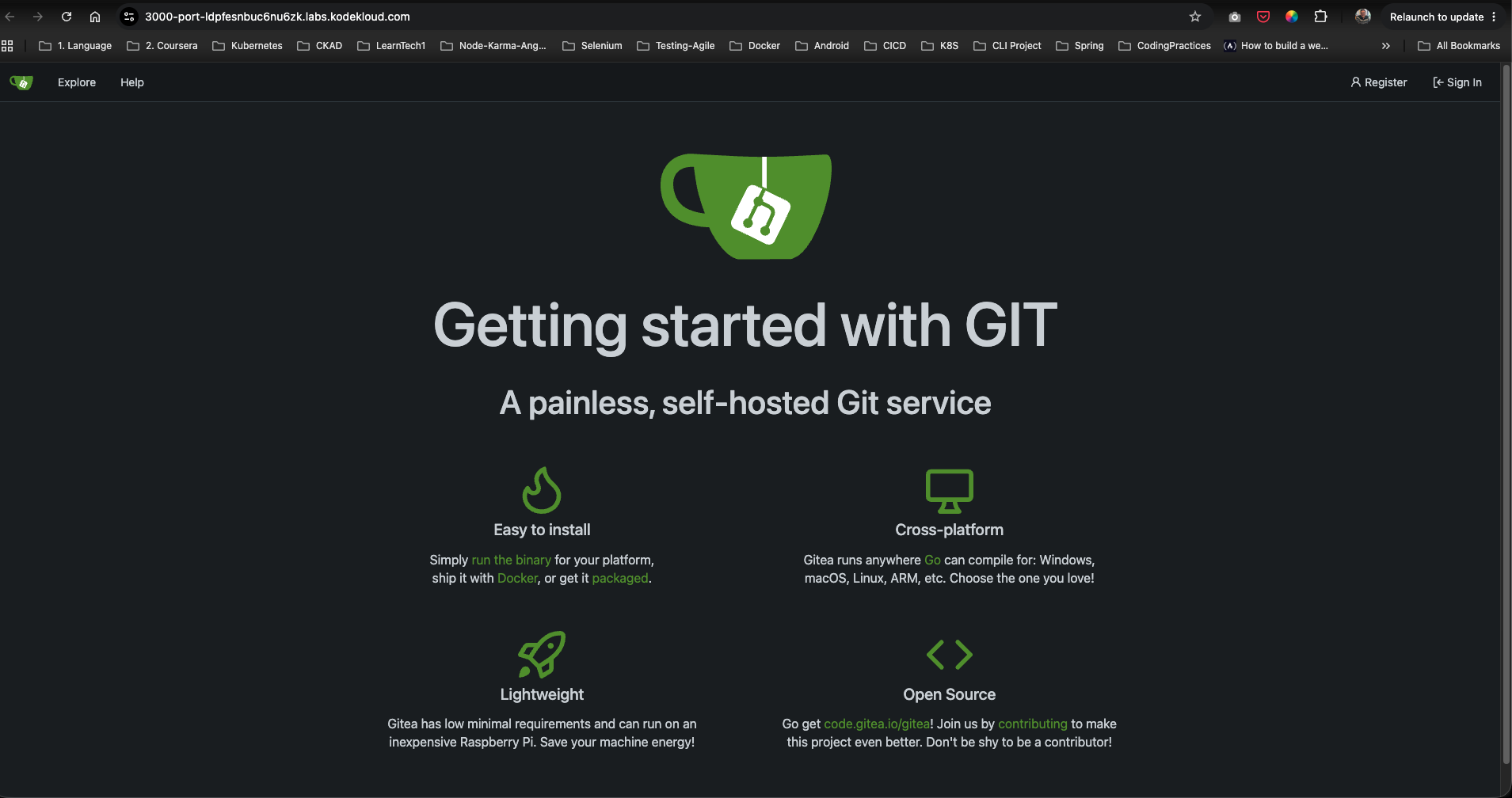 Gitea Landing Page
